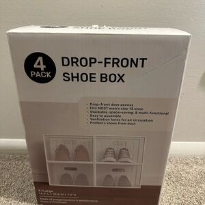 Drop-Front Shoe Box 4-Pack in White and Brown